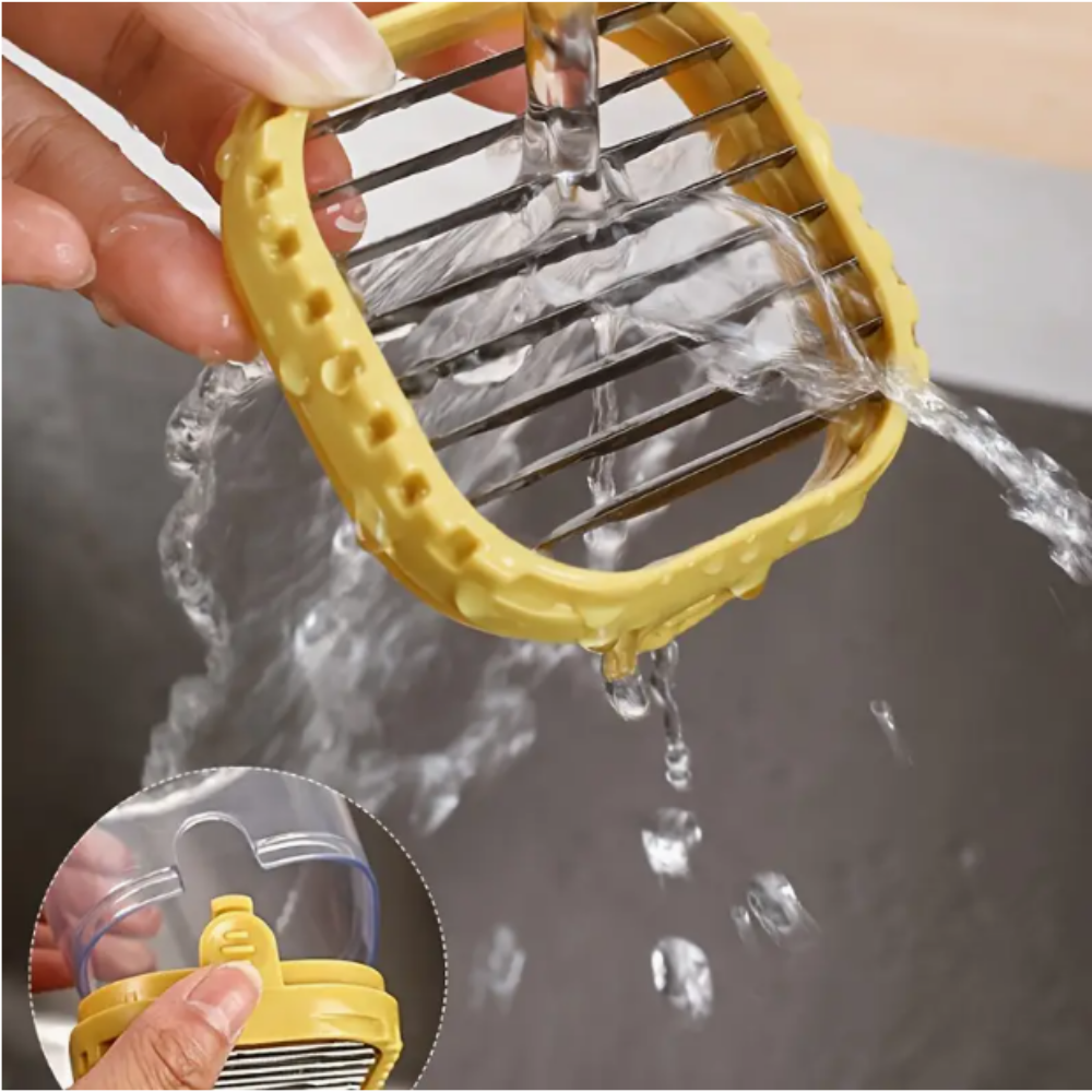 Çok Fonksiyonlu Sebze Doğrayıcı ve Dilimleyici – Paslanmaz Çelik, Saklama Hazneli, Manuel Mutfak Rende & Kesici