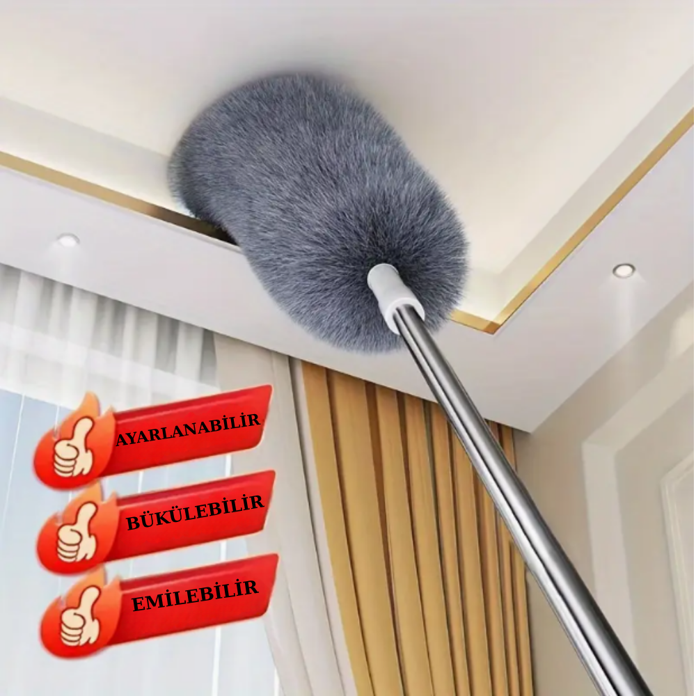 Toz Alma Fırçası,Metal Gövdeli Teleskopik Temizlik Fırçası ,Ayarlanabilir Sap