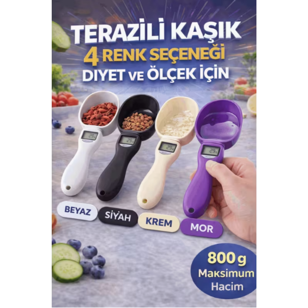 Dijital Ölçü Kaşığı – 0,1 g Hassasiyetli LCD Ekranlı Mutfak Tartısı | 800 g Kapasiteli Gram & ML Ölçüm Kaşığı EVİNDEKOLAY