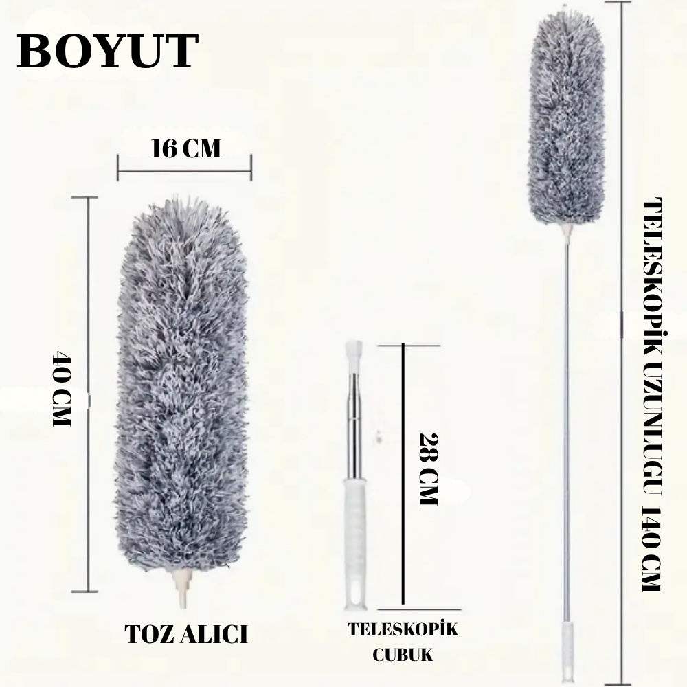 Toz Alma Fırçası,Metal Gövdeli Teleskopik Temizlik Fırçası ,Ayarlanabilir Sap