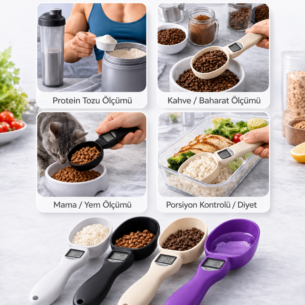 Dijital Ölçü Kaşığı – 0,1 g Hassasiyetli LCD Ekranlı Mutfak Tartısı | 800 g Kapasiteli Gram & ML Ölçüm Kaşığı EVİNDEKOLAY