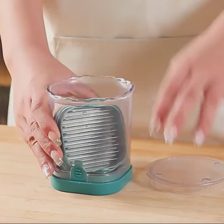 Çok Fonksiyonlu Sebze Doğrayıcı ve Dilimleyici – Paslanmaz Çelik, Saklama Hazneli, Manuel Mutfak Rende & Kesici